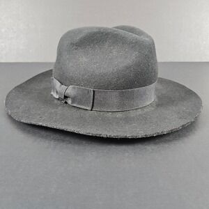 Lack of Color Black Wool Fedora Hat 57cm - 12 1/2 Inch Wide Brim Bow Detail WEAR
